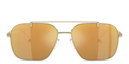 Shop Emporio Armani Rectangle Sunglasses in Gold/Brown online.