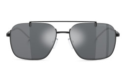 Shop Emporio Armani Rectangle Sunglasses in Shiny Black online.