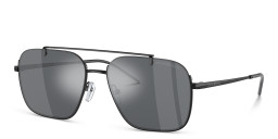 Shop Emporio Armani Rectangle Sunglasses in Shiny Black online.