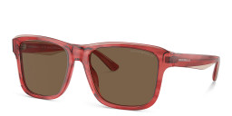 Shop Emporio Armani Square Sunglasses in Red online.