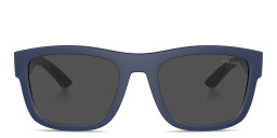 Prada Linea Rossa Logo Lettering Pillow Sunglasses in Blue/Dark Grey – Product Photo 2
