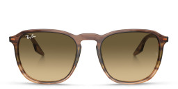 Shop Ray-Ban Unisex Square Sunglasses in Striped Brown & Green online.