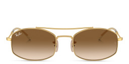 Shop Ray-Ban Unisex Oval Sunglasses in Gold online.