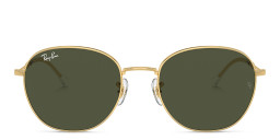 Ray-Ban Logo Unisex Round Sunglasses in Gold – Product Photo 1