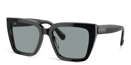 Shop Swarovski Crystal-Embedded Square Sunglasses in Black online.