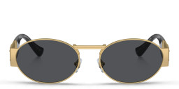 Shop VERSACE Medusa Unisex Oval Sunglasses in Gold online.