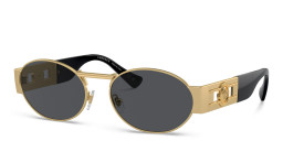 Shop VERSACE Medusa Unisex Oval Sunglasses in Gold online.