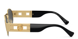 Shop VERSACE Medusa Unisex Oval Sunglasses in Gold online.