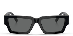Shop VERSACE Medusa Unisex Rectangle Sunglasses in Black online.