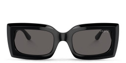 Shop Vogue Eyewear Logo-Print Rectangle Sunglasses in Black online.