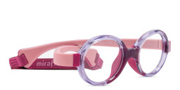 Shop Mira Flex Kids Round Eyeglasses in Translucent Light Lilac Dark Pink online.
