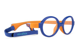 Mira Flex Logo Kids Oval Eyeglasses in Blue & Orange – Product Photo 2