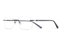 TRICE Logo Rimless Rectangle Eyeglasses in Gunmetal – Product Photo 2