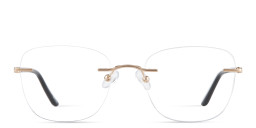 Shop TRICE Logo Rimless Square Eyeglasses in Gold online.