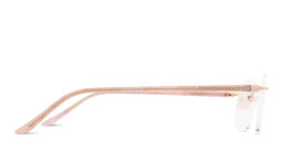 TRICE Logo Rimless Rectangle Eyeglasses in Rose Gold – Product Photo 4