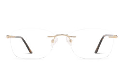 Shop TRICE Logo Rimless Rectangle Eyeglasses in Polished Gold online.