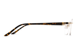 Shop TRICE Logo Rimless Rectangle Eyeglasses in Polished Gold online.