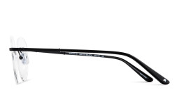 Shop TRICE Logo Rimless Round Eyeglasses in Black online.