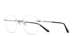TRICE Logo Rimless Round Eyeglasses in Silver – Product Photo 2