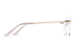 Shop TRICE Logo Rimless Round Eyeglasses in Gold online.