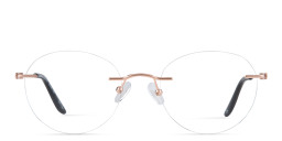 TRICE Logo Rimless Round Eyeglasses in Rose Gold – Product Photo 1