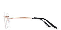 TRICE Logo Rimless Round Eyeglasses in Rose Gold – Product Photo 3