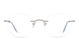 TRICE Logo Rimless Round Eyeglasses in Silver – Product Photo 1