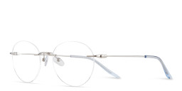 TRICE Logo Rimless Round Eyeglasses in Silver – Product Photo 2