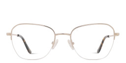 Shop TRICE Logo Half-Rim Square Eyeglasses in Light Gold online.