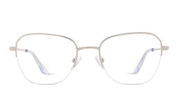 Shop TRICE Logo Half-Rim Square Eyeglasses in Silver online.