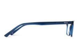 Shop TRICE Logo Rectangle Eyeglasses in Transparent Blue online.