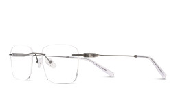 TRICE Logo Rimless Rectangle Eyeglasses in Gunmetal – Product Photo 2