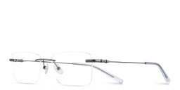 TRICE Logo Rimless Rectangle Eyeglasses in Gunmetal – Product Photo 2