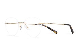 TRICE Logo Rimless Round Eyeglasses in Gold – Product Photo 2