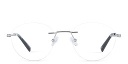 TRICE Logo Rimless Round Eyeglasses in Silver – Product Photo 1