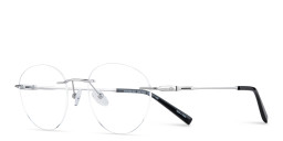 TRICE Logo Rimless Round Eyeglasses in Silver – Product Photo 2