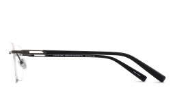 TRICE Logo Rimless Square Eyeglasses in Gunmetal – Product Photo 3