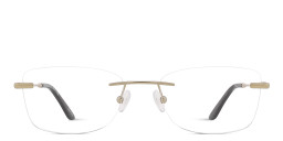 Shop TRICE Logo Rimless Rectangle Eyeglasses in Gold online.