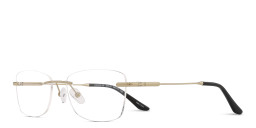 Shop TRICE Logo Rimless Rectangle Eyeglasses in Gold online.