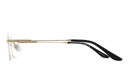 Shop TRICE Logo Rimless Rectangle Eyeglasses in Gold online.