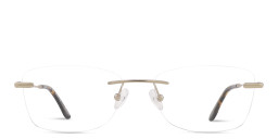 Shop TRICE Logo Rimless Rectangle Eyeglasses in Light Gold online.