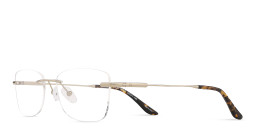 Shop TRICE Logo Rimless Rectangle Eyeglasses in Light Gold online.