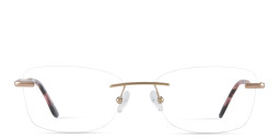 Shop TRICE Logo Rimless Rectangle Eyeglasses in Polished Gold online.
