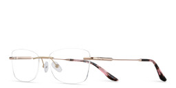 Shop TRICE Logo Rimless Rectangle Eyeglasses in Polished Gold online.