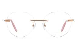 TRICE Logo Rimless Round Eyeglasses in Rose Gold – Product Photo 1