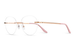 TRICE Logo Rimless Round Eyeglasses in Rose Gold – Product Photo 2