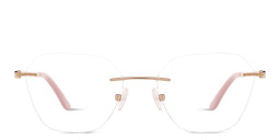 Shop TRICE Logo Rimless Irregular Eyeglasses in Rose Gold online.