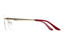 TRICE Logo Rimless Irregular Eyeglasses in Gold Burgundy – Product Photo 3