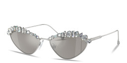 Shop Swarovski Crystal-Studded Irregular Sunglasses in Silver online.