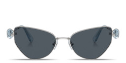 Swarovski Crystal-Studded Irregular Sunglasses in Silver – Product Photo 1